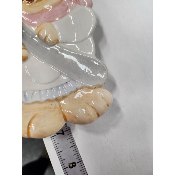 Vintage 1990s Teddy Bear Chef Ceramic Spoon Rest Figural Hand Painted  7"x3" - Picture 4 of 5
